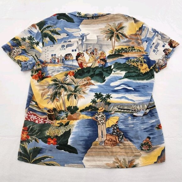 Vintage Reyn Spooner Hawaiian Button Shirt Men Size Small Travel Paradise Print - Picture 3 of 5